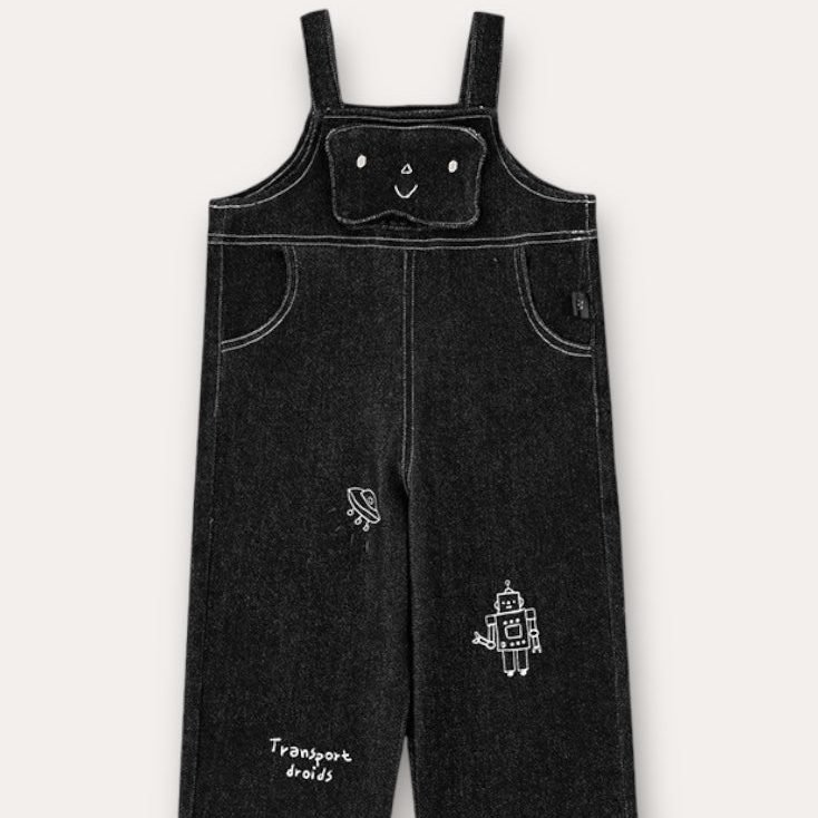 	
bebe denim jumpsuit