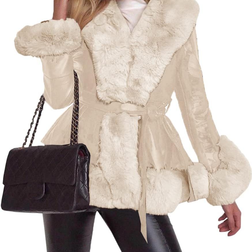 brown faux fur coat