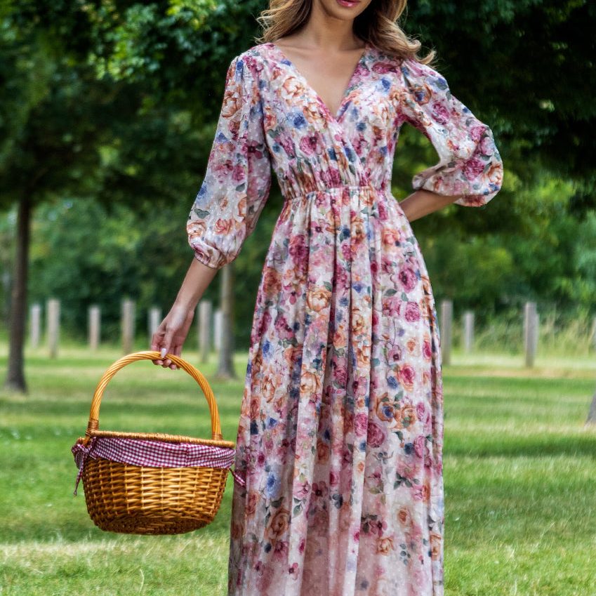 floral wrap maxi dress