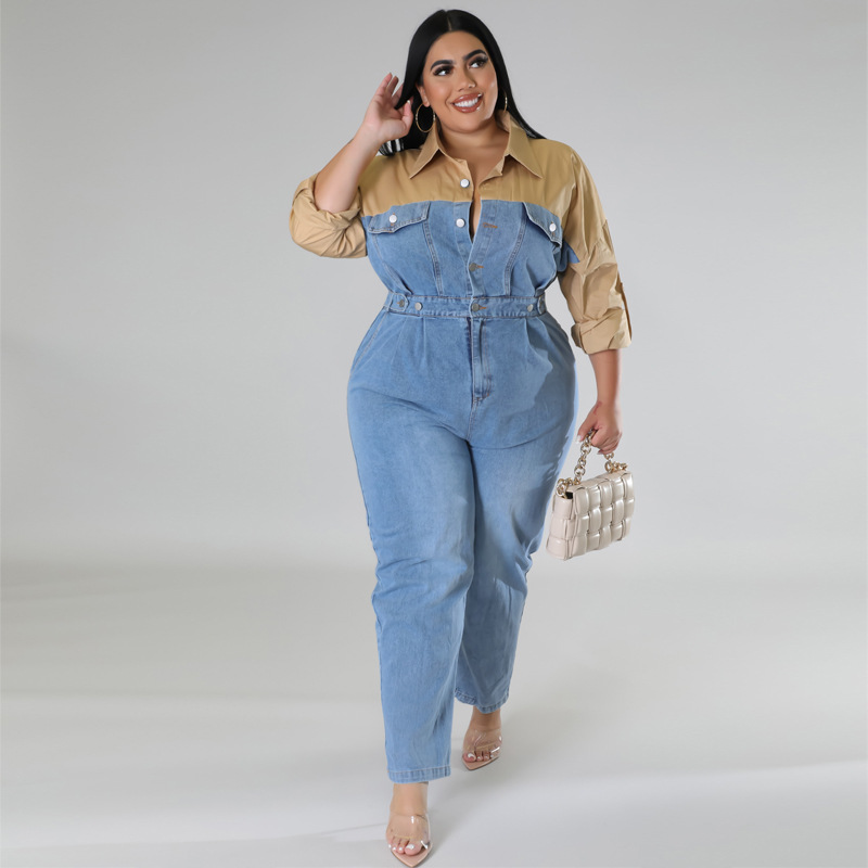 plus size jean jumpsuit